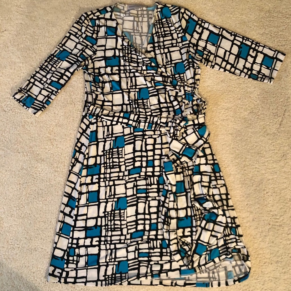 Donna Degnan DVF-style wrap style dress Sz L